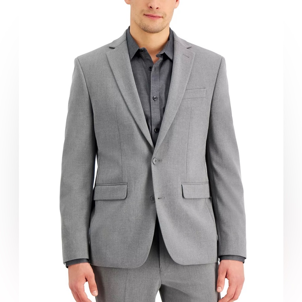 INC Slim-Fit Gray Solid Suit